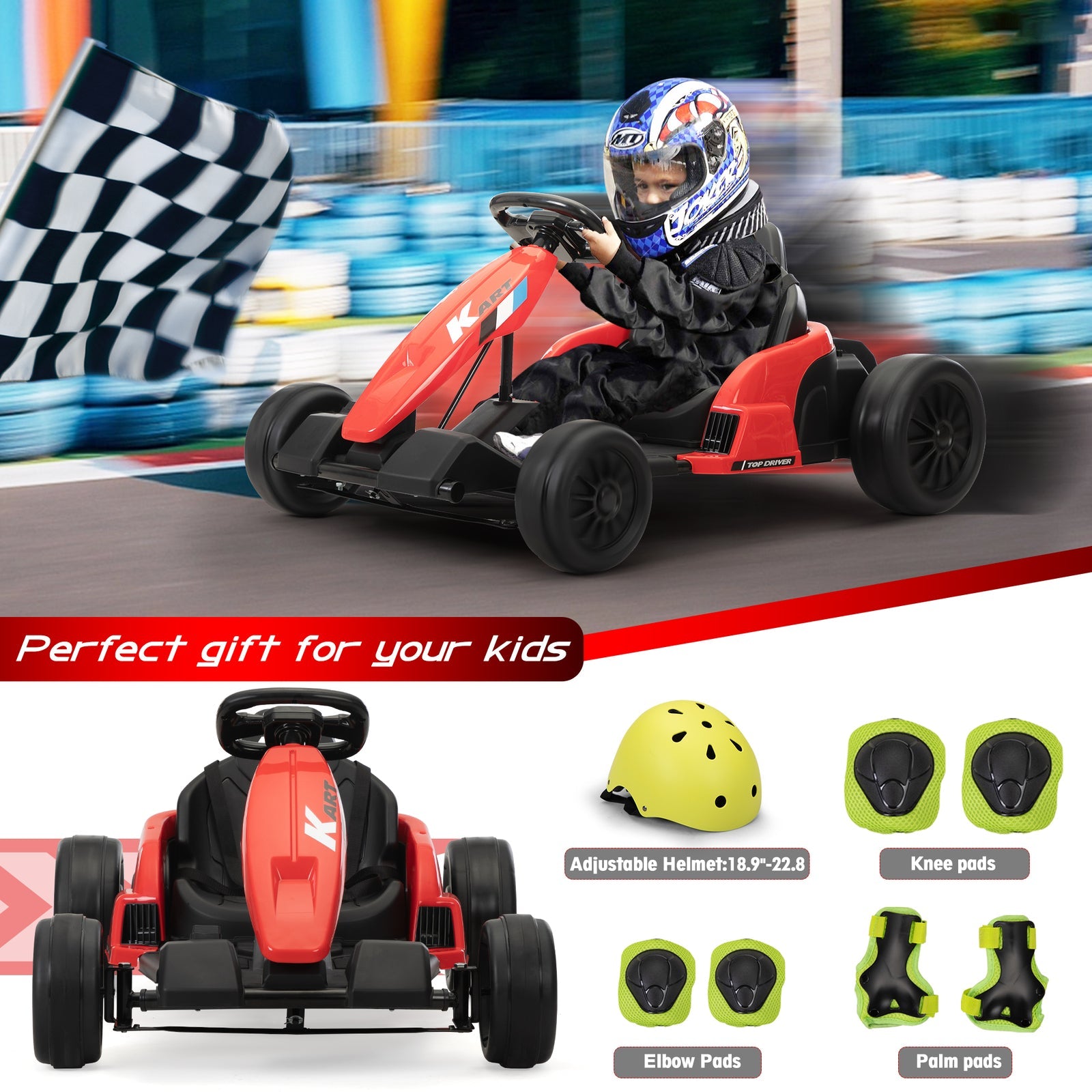 24V Electric Ride-On Go-Kart Toy Vehicle for Kids Ages 4-16