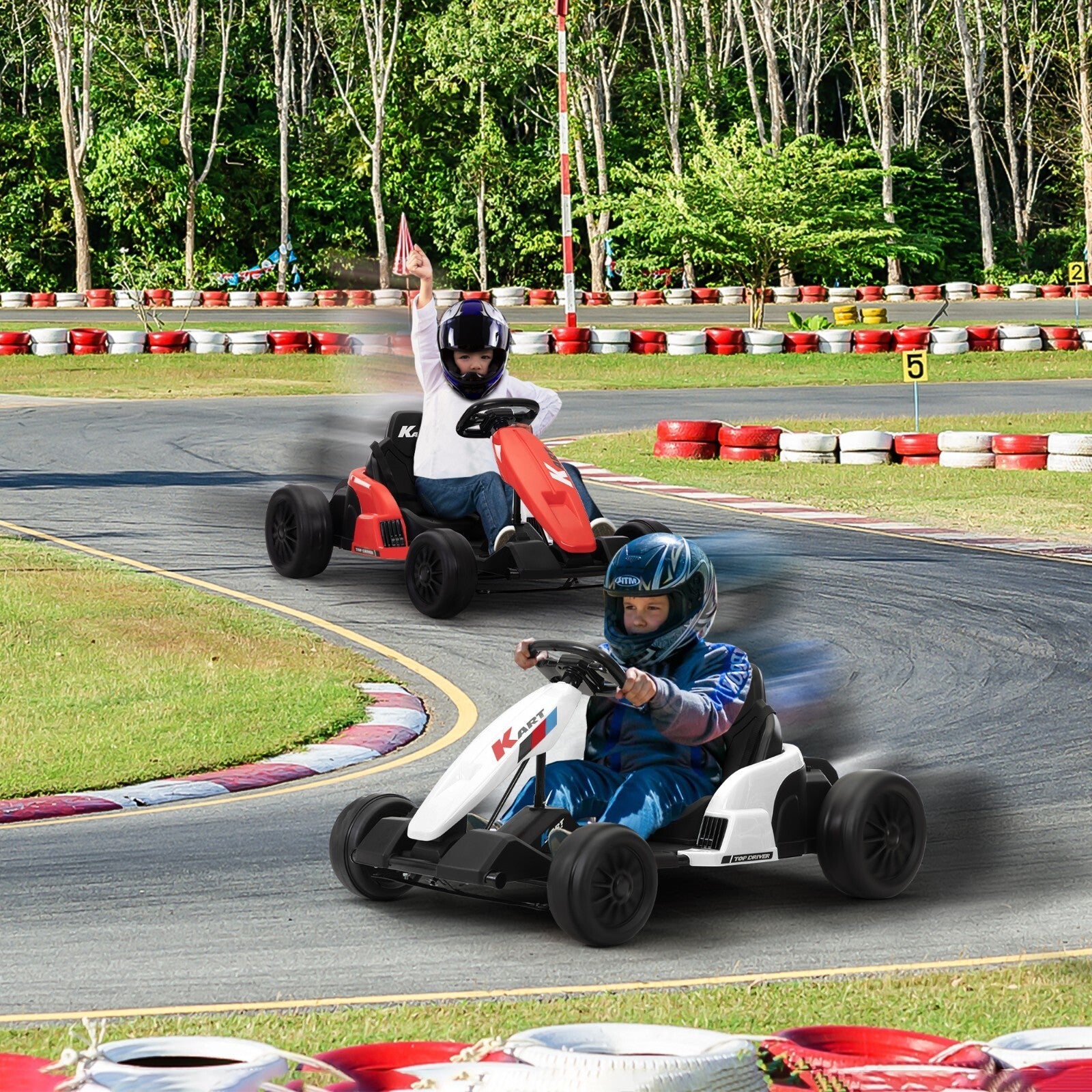 24V Electric Ride-On Go Kart for Kids Ages 4-16 with Drifting and Racing Features