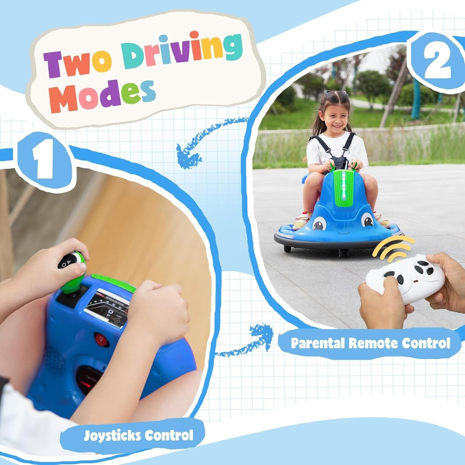 360° Spinning Electric Ride-On Bumper Car with Remote Control