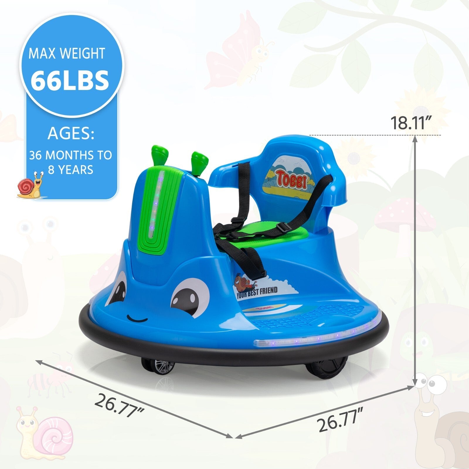360° Spinning Electric Ride-On Bumper Car with Remote Control