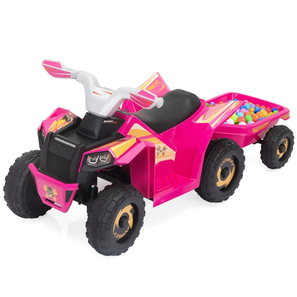 6V Electric Ride-On Quad Bike with Trailer for Toddlers Ages 3-6