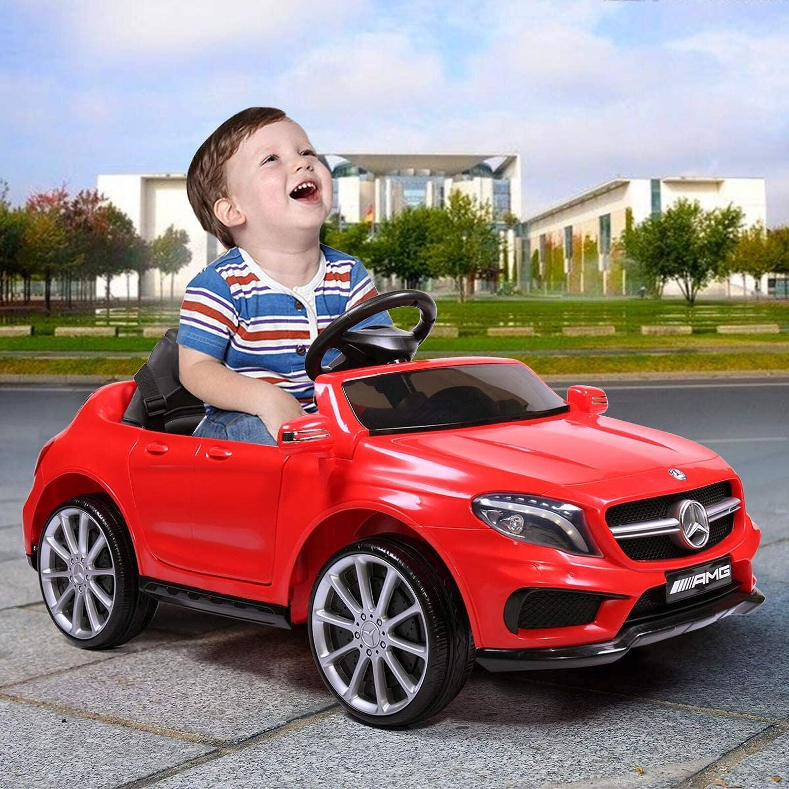 TOBBI 6V Kids Electric Ride-On Mercedes Benz Car in Red