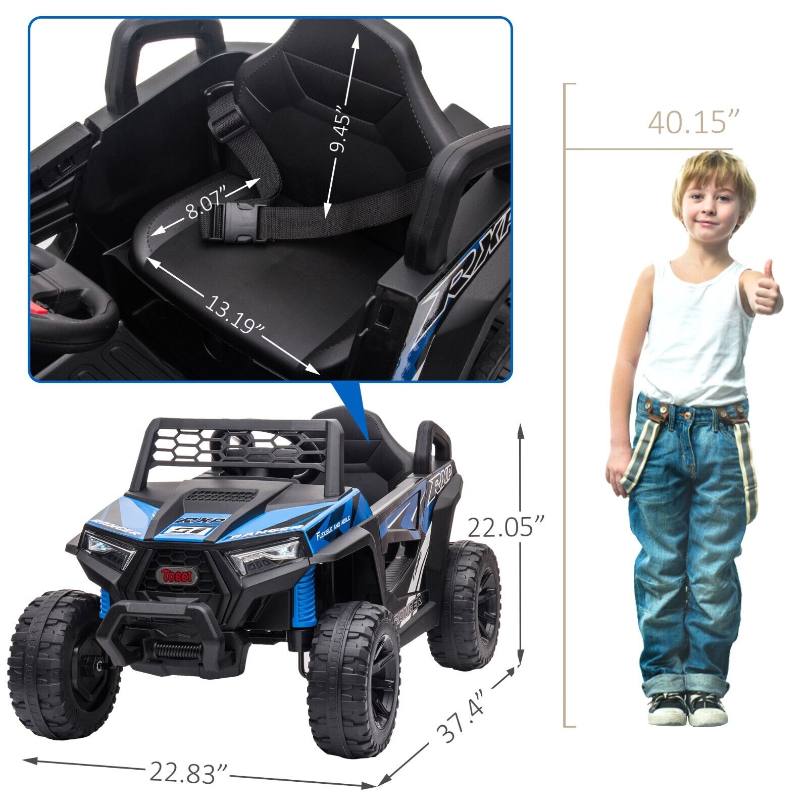 TOBBI Kids 12V UTV Off-Road Buggy Electric Vehicle