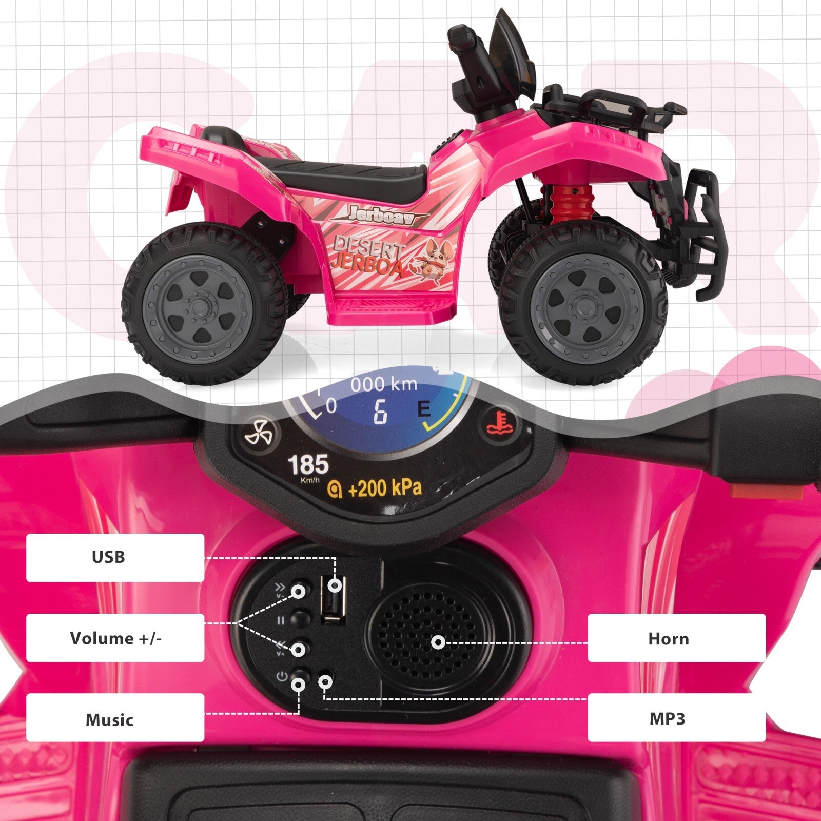 6V Electric Kids Ride-On ATV Quad 4-Wheeler Toy Car with Music