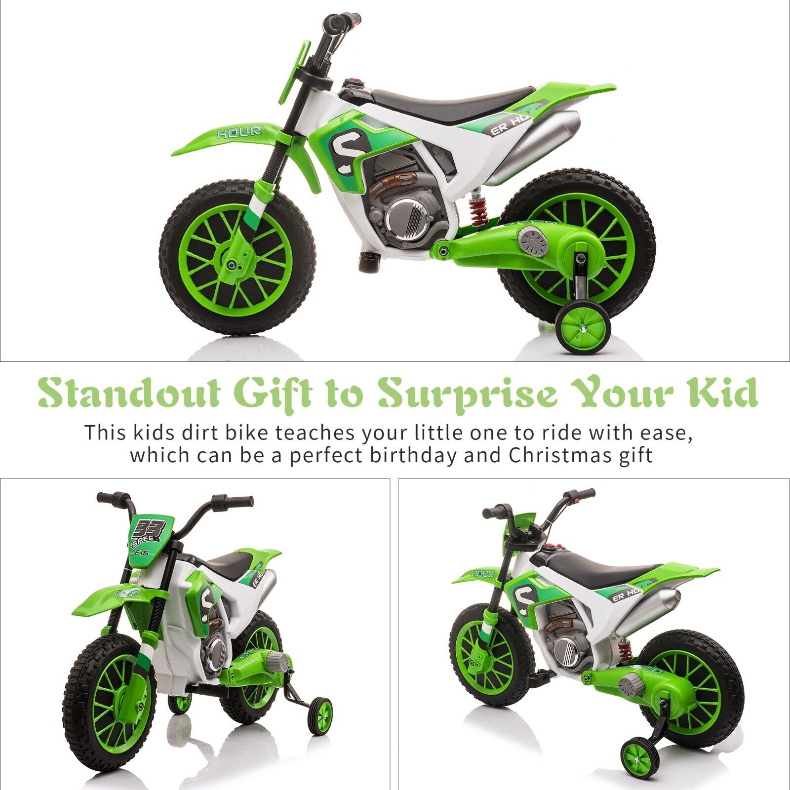 TOBBI Kids Electric Motorbike with Training Wheels - Fun and Safe Ride-On Vehicle