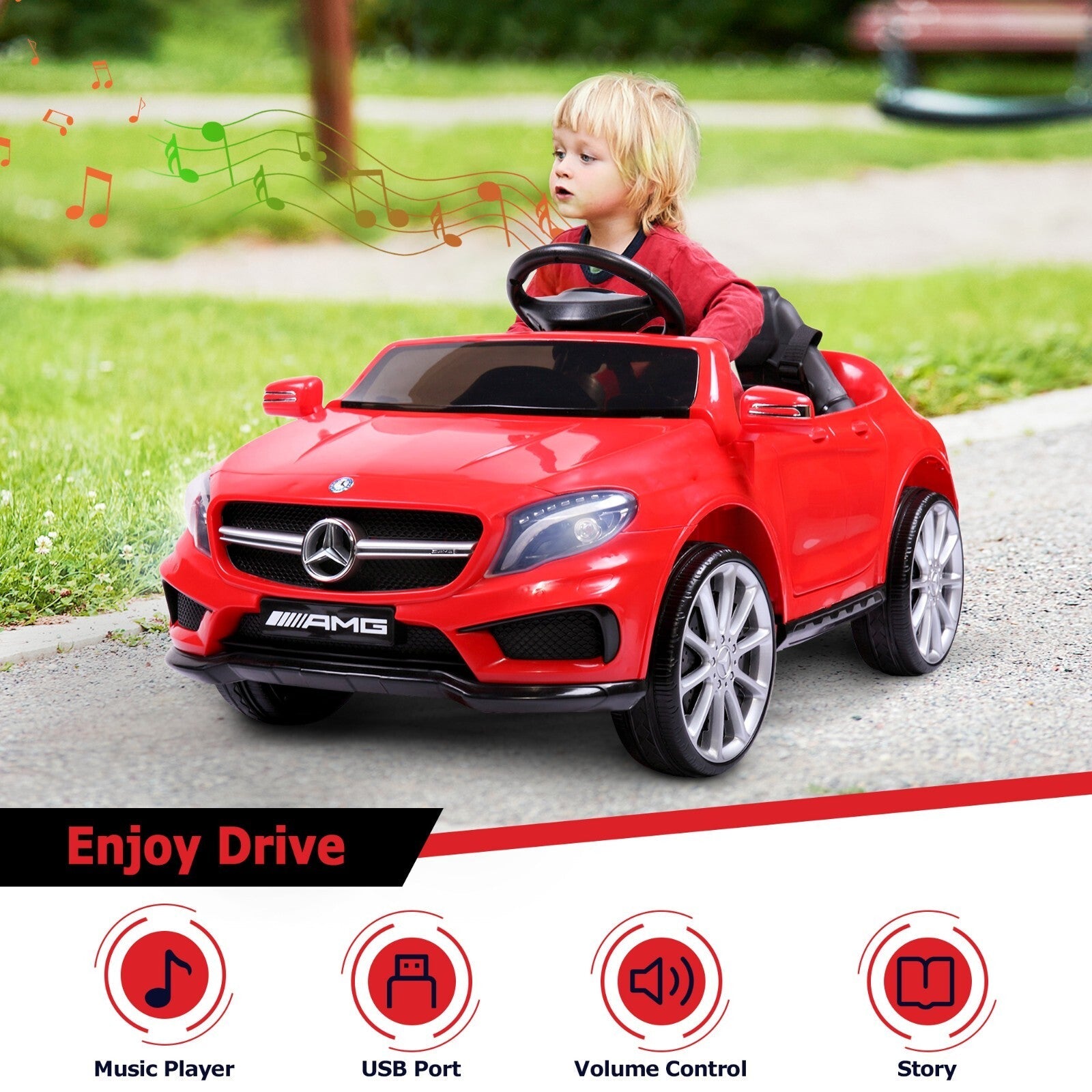 Kids Licensed Mercedes Benz Ride-On Car with 2.4G Remote Control - Red