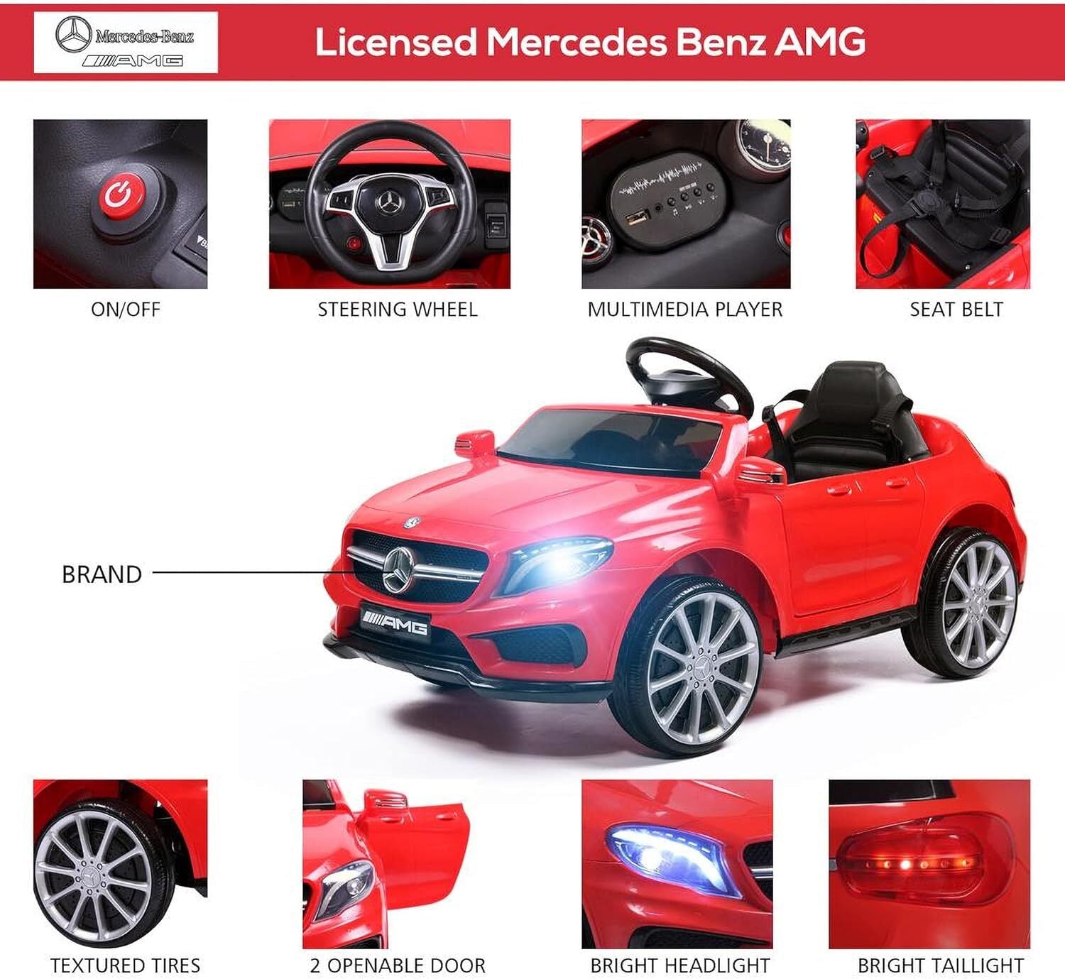 Kids Licensed Mercedes Benz Ride-On Car with 2.4G Remote Control - Red