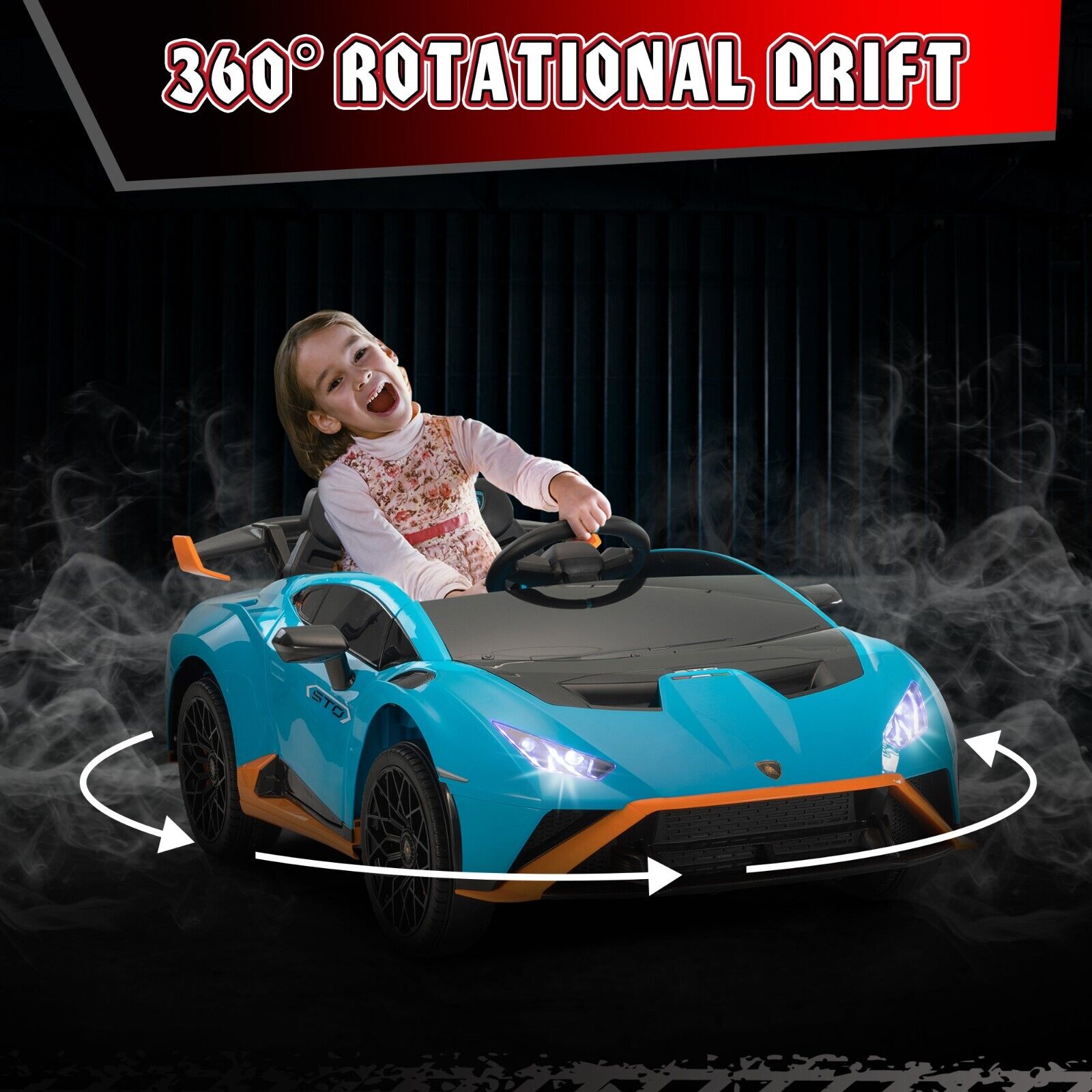 TOBBI Licensed Lamborghini STO 12V Electric Ride On Car with Remote Control for Kids