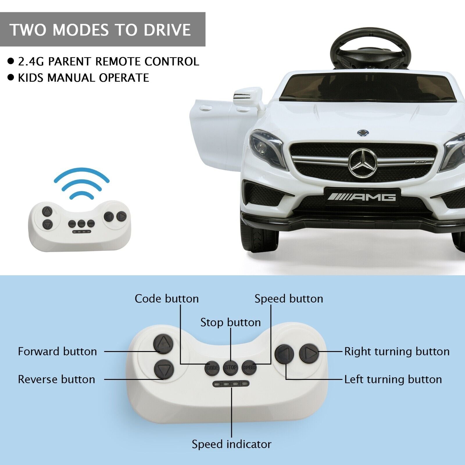 TOBBI Mercedes Benz Licensed Electric Ride On Car with 2.4G Remote Control for Kids