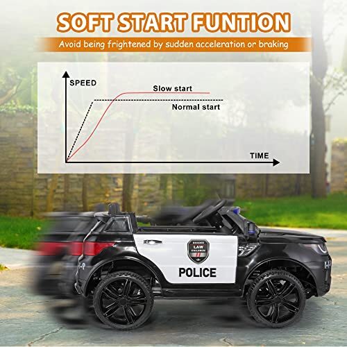 12V Battery-Powered Electric Police Ride-On Car for Kids