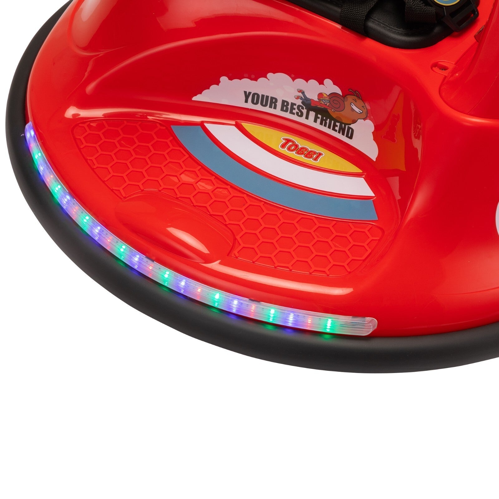 360° Spinning Ride-On Bumper Car for Kids with Remote Control and LED Lights, Red