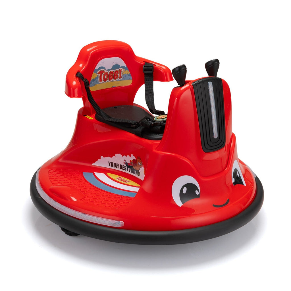 360° Spinning Ride-On Bumper Car for Kids with Remote Control and LED Lights, Red