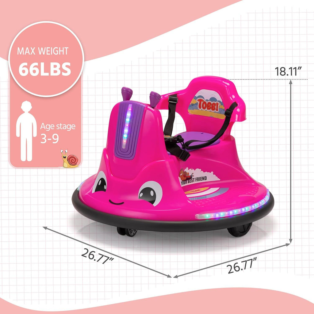12V Electric Snail-Shaped Ride-On Car for Toddlers and Babies with Bumper Protection