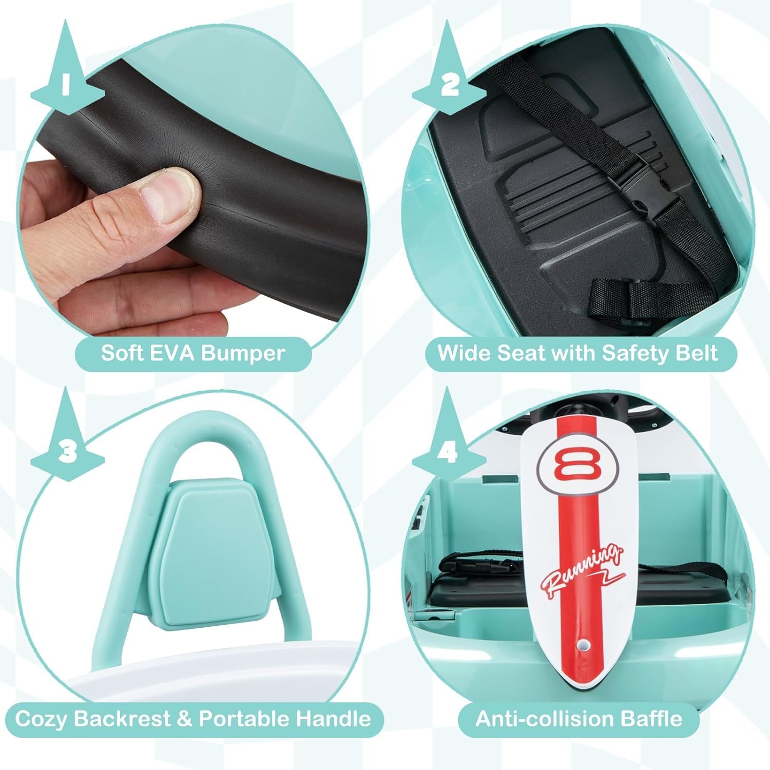 Battery-Powered Toddler Ride-On Bumper Car with Steering Wheel and Bumping Feature