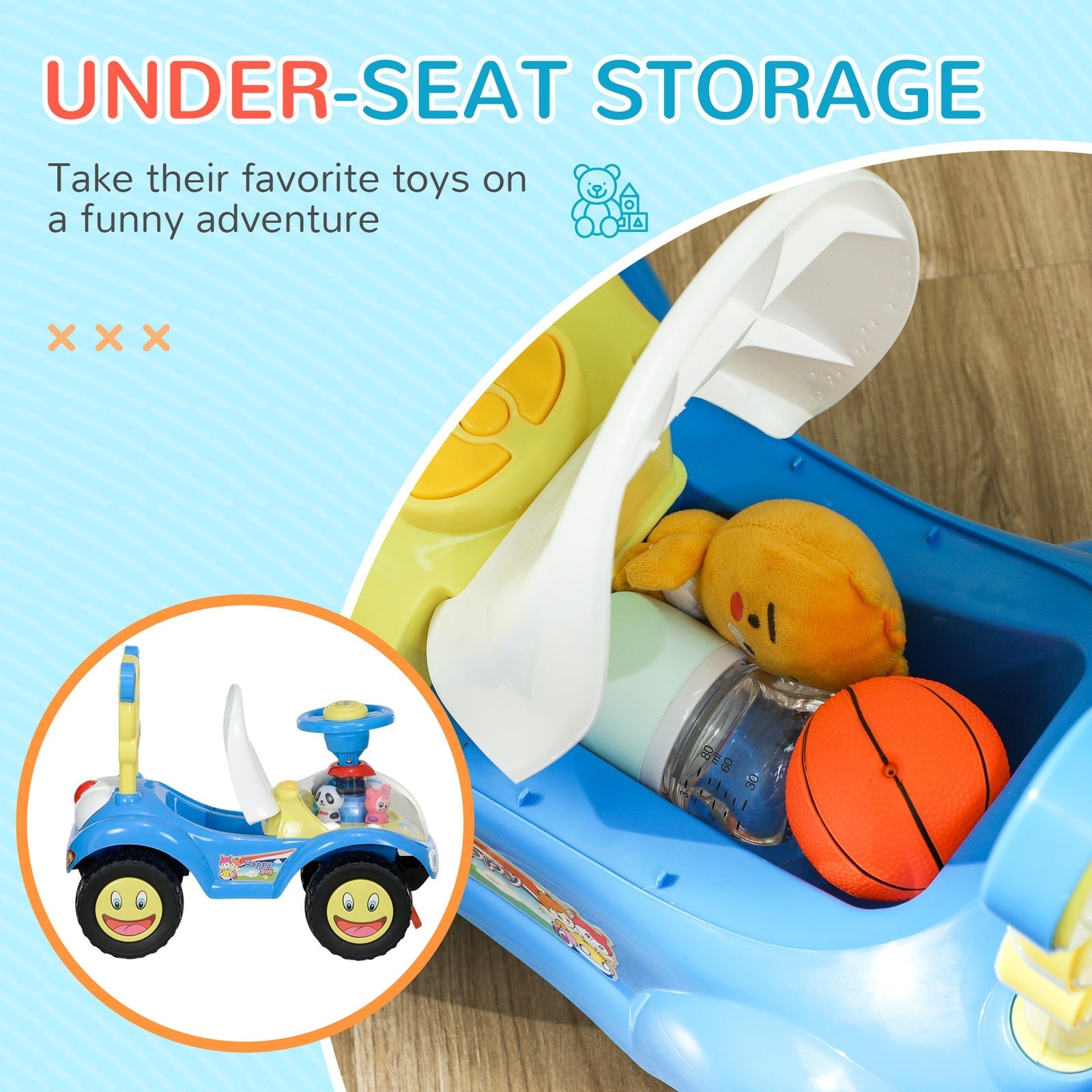 Toddler Push Ride-On Foot-to-Floor Sliding Car for Kids Blue