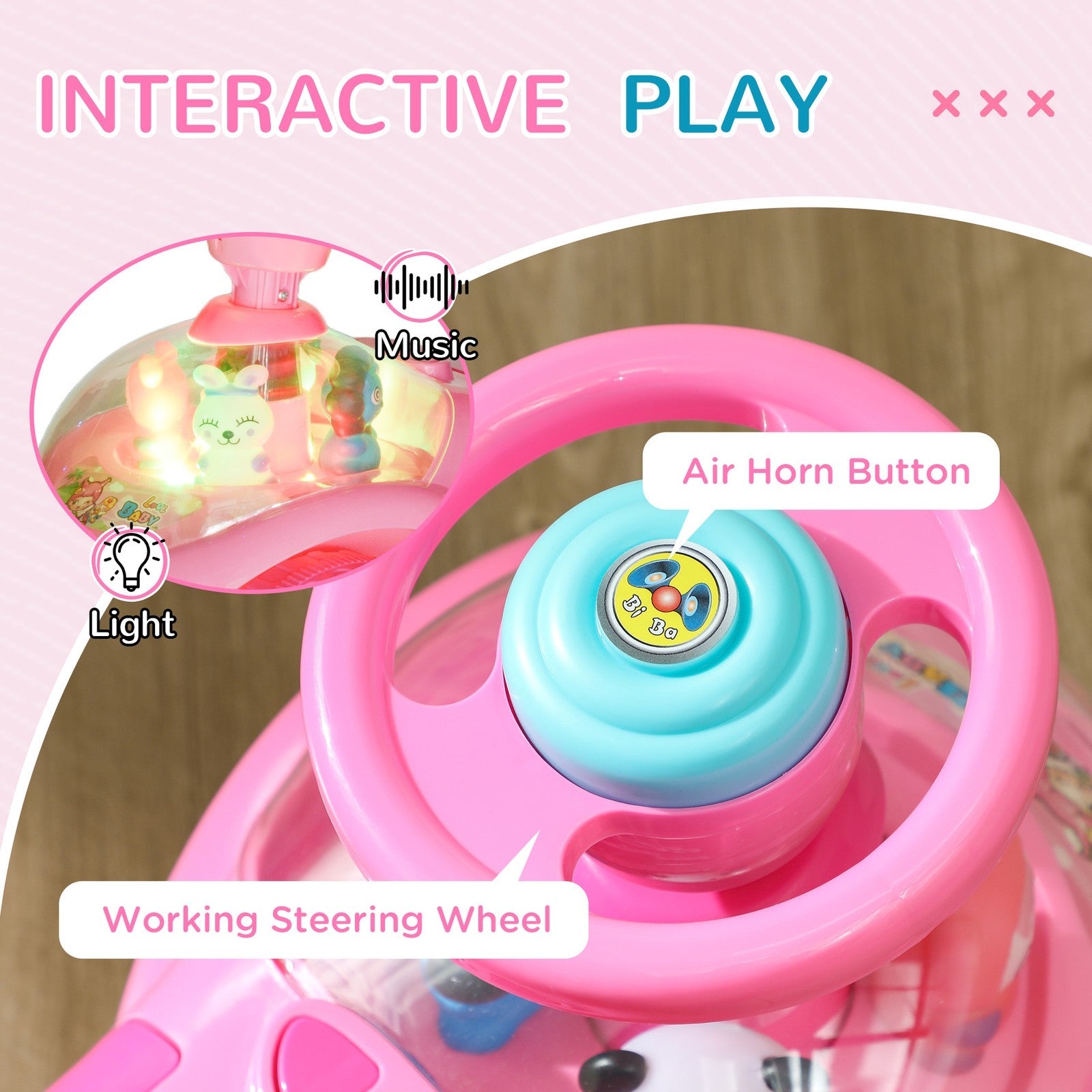 Toddler Push Ride-On Foot-to-Floor Sliding Car for Kids Pink
