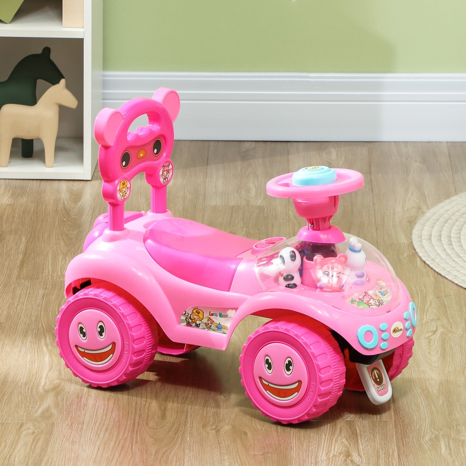 Toddler Push Ride-On Foot-to-Floor Sliding Car for Kids Pink