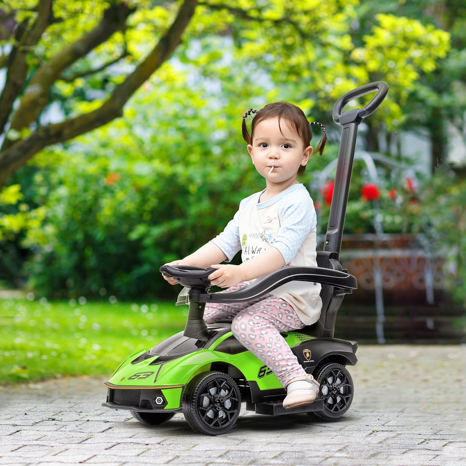 Green Toddler Push and Walking Car Stroller for Ages 1-3