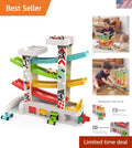 Toddler Race Track Toy with 4 Wooden Cars Montessori Learning Playset