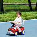 Toddler Ride-On Fire Truck with Music, Horn, and Under-Seat Storage in Red