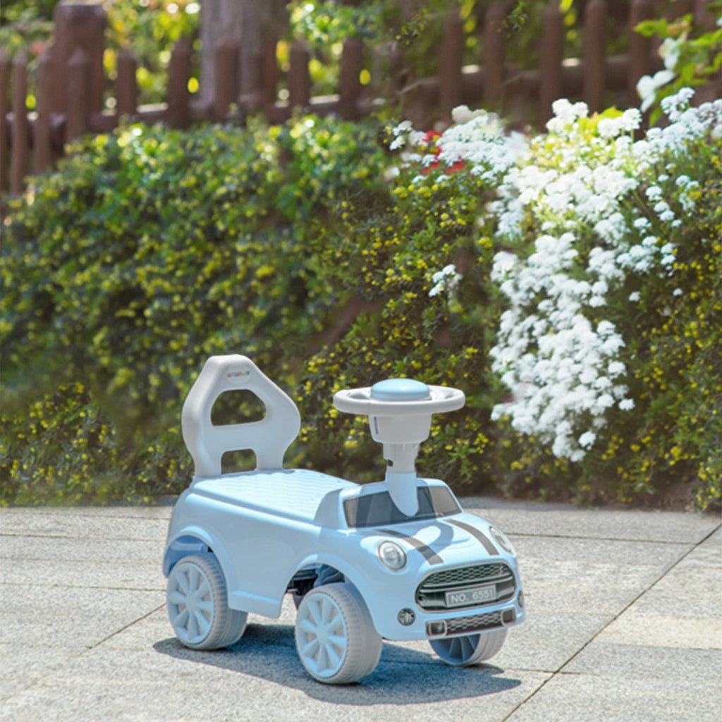 Toddler Ride-On Foot-to-Floor Sliding Car Toy with Lights in Blue