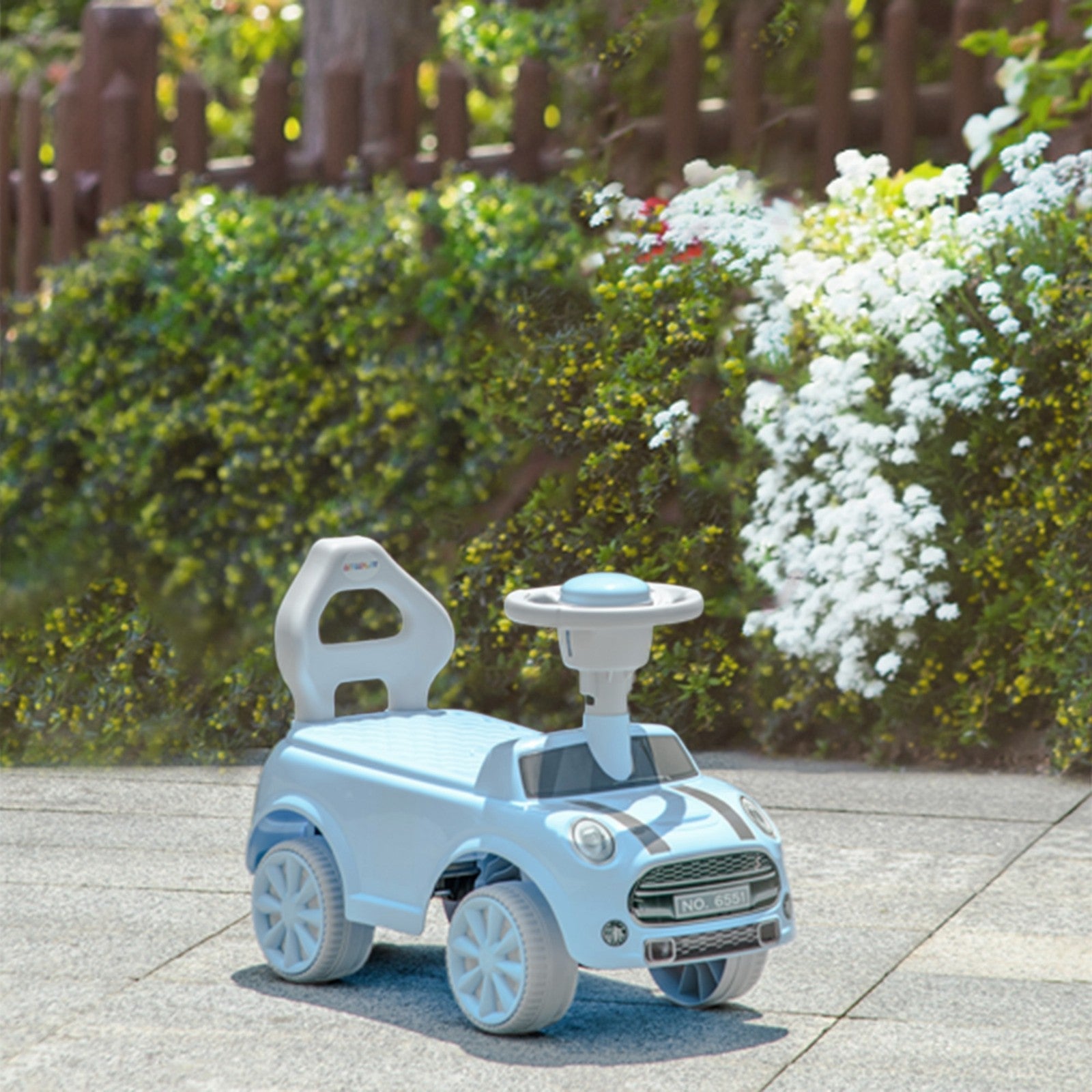 Toddler Ride-On Foot-to-Floor Sliding Car Toy with Lights in Blue