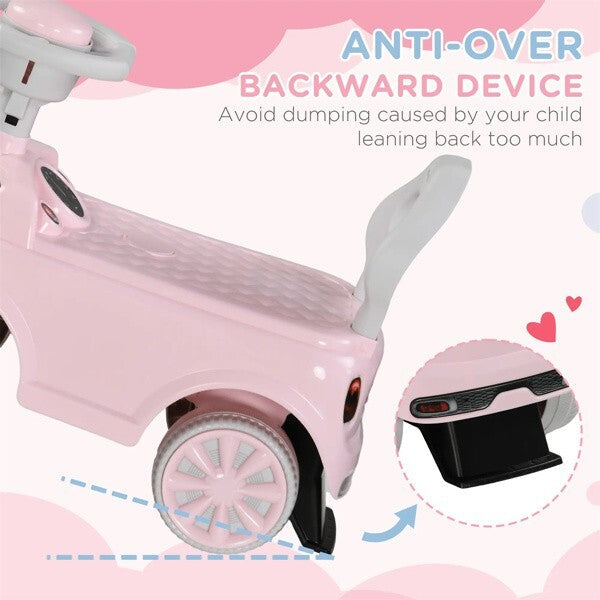 Pink Toddler Ride-On Toy with Horn and Safety Features for Ages 18-36 Months
