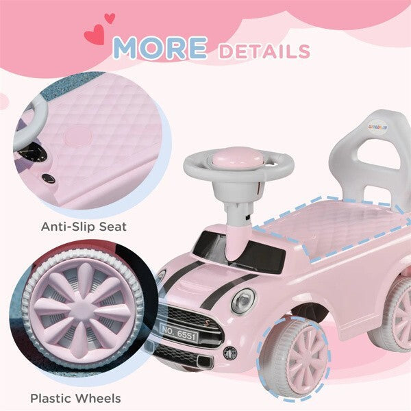 Toddler Ride-On Toy with Horn and Safety Features Interactive Fun for 18-36 Months Pink