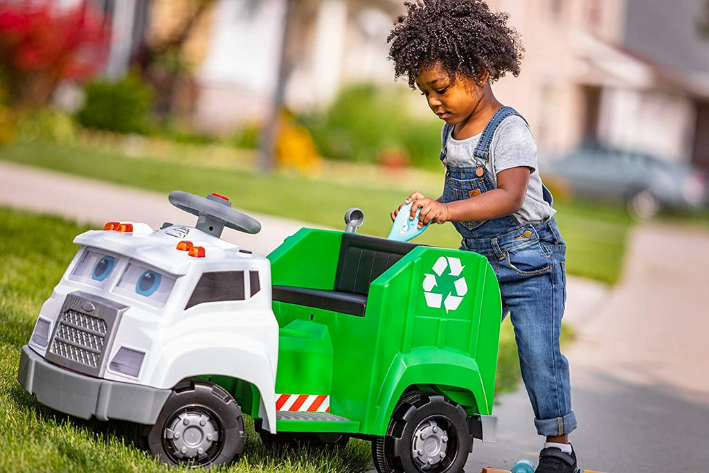 Battery-Powered Rechargeable Ride-On Garbage Truck Toy for Toddlers