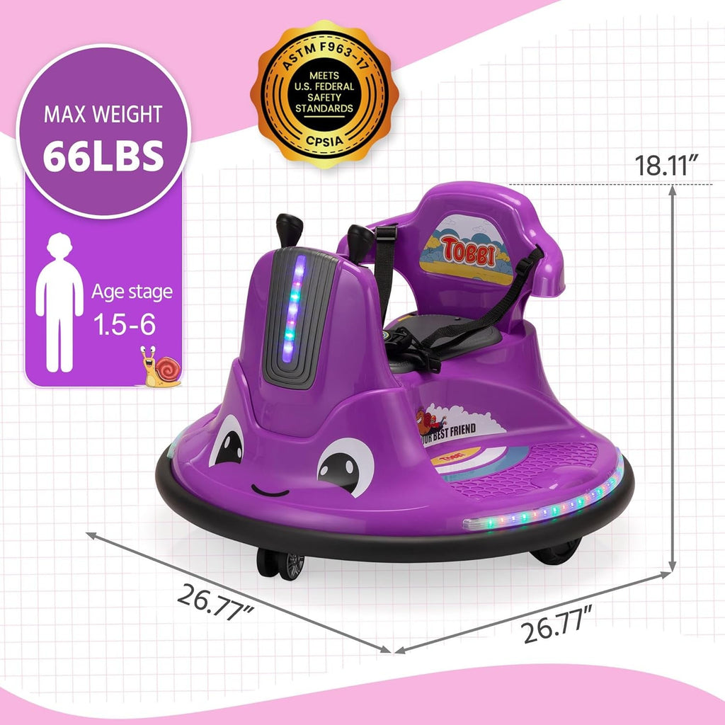 12V Electric Snail-Shaped Ride-On Car for Toddlers with Remote Control