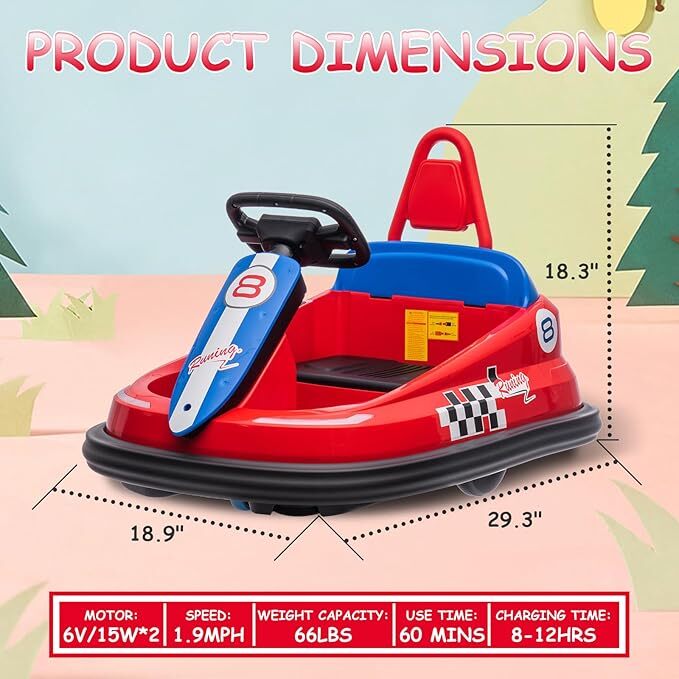 Electric 6V Ride-On Bumper Car Toy for Toddlers Ages 3-6 Boys and Girls
