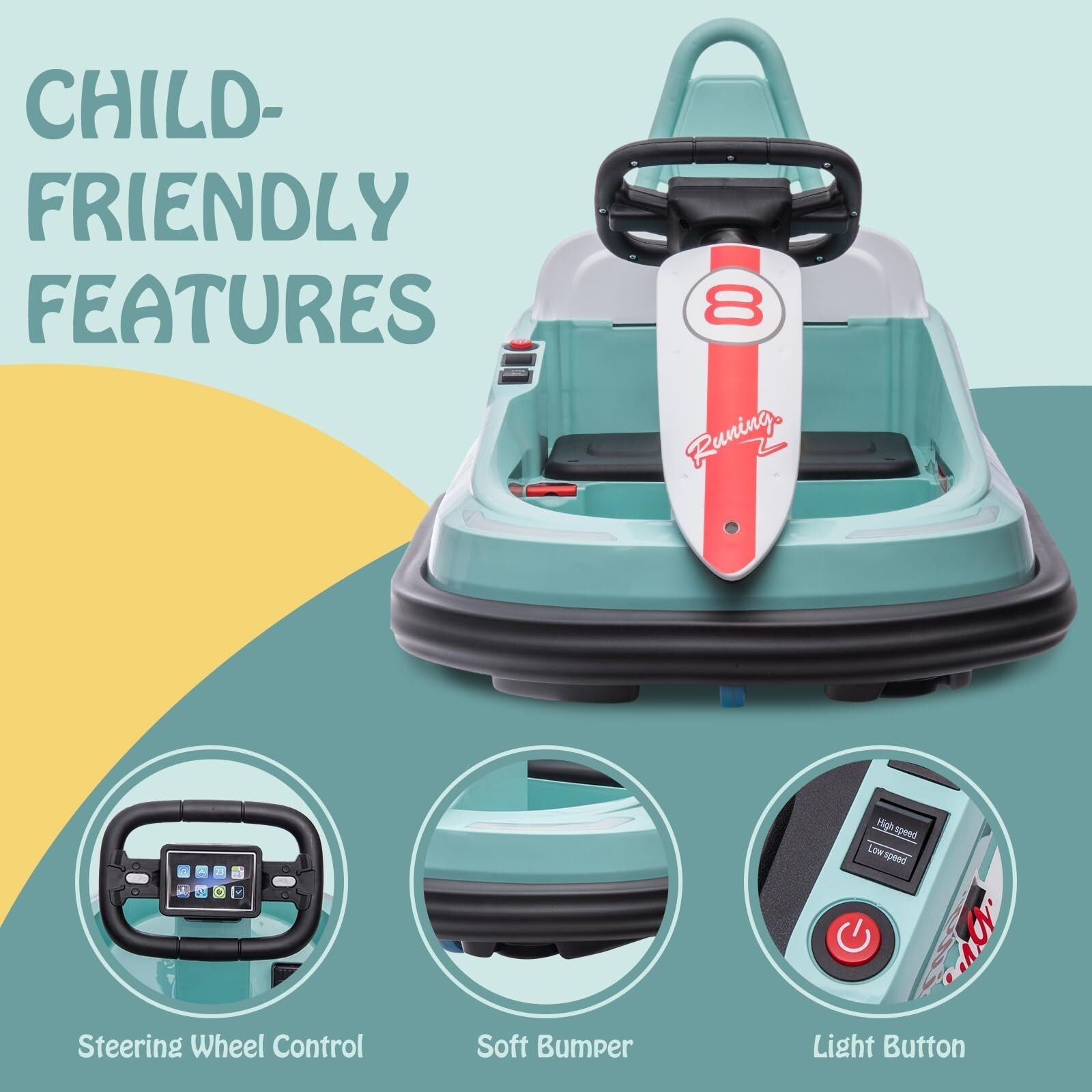 Electric 6V Ride-On Bumper Car Toy for Toddlers Ages 3-6 Boys and Girls