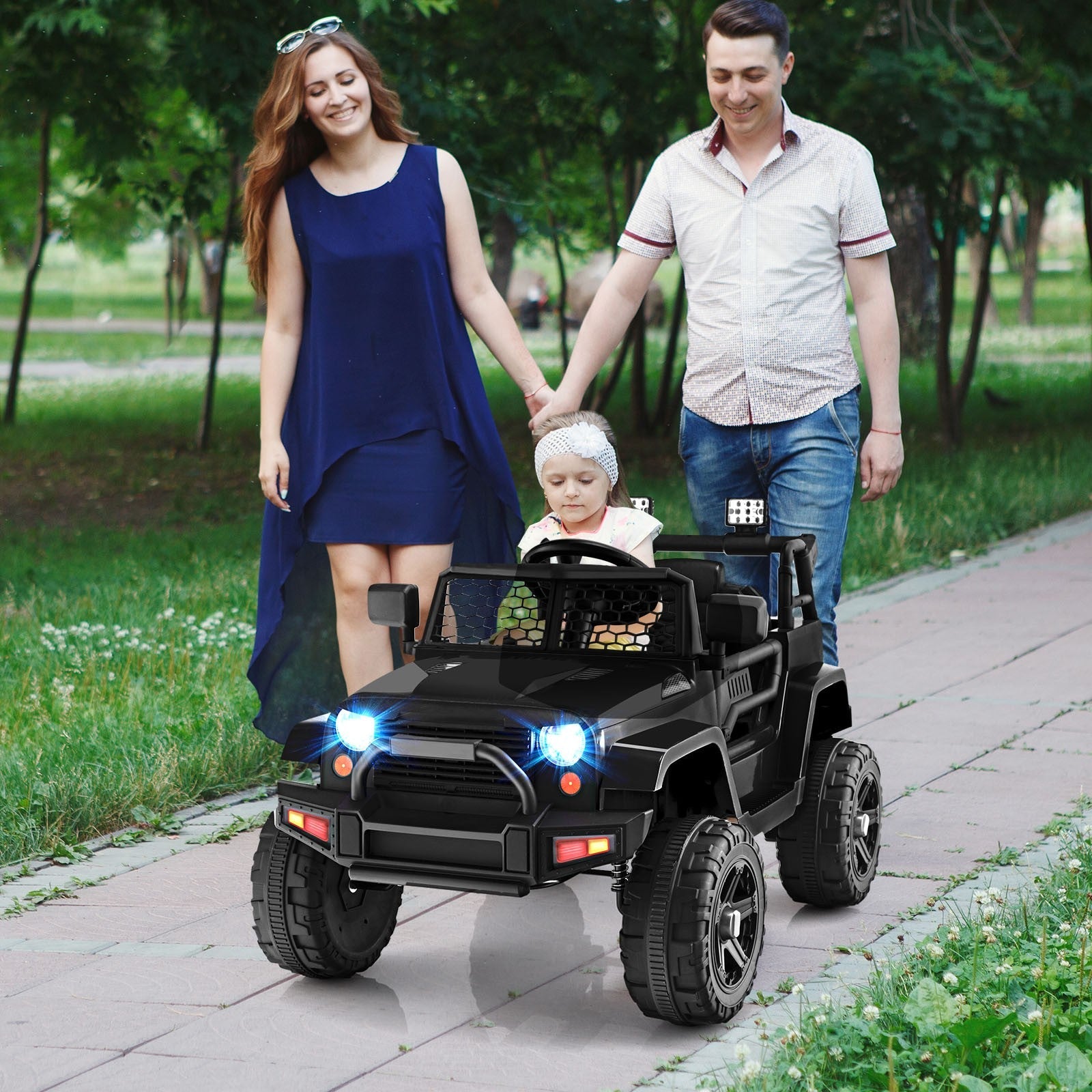 12V Kids Electric Ride-On Car with Parental Remote Control, Music, and Horn