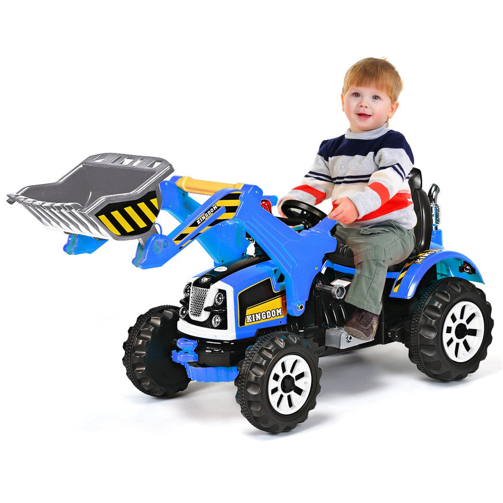 Kids Electric Ride-On Excavator Truck with Front Loader and Digger Scooter