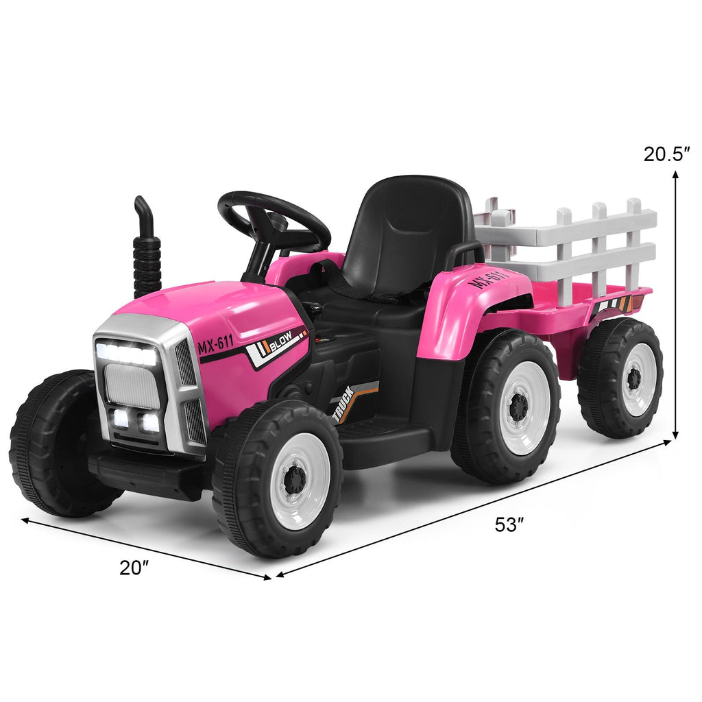 Kids Battery-Powered Ride-On Tractor with Trailer and Large Capacity
