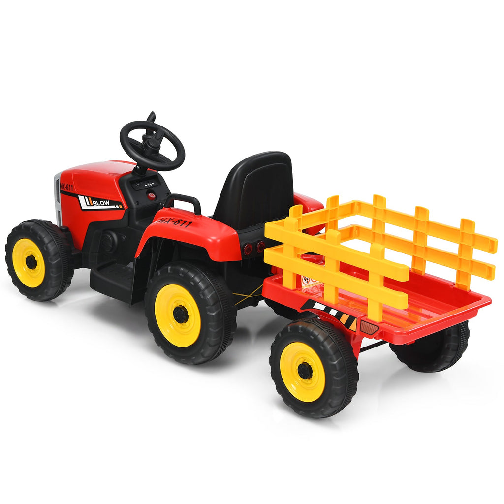 Kids Battery-Powered Ride-On Tractor with Trailer and Large Capacity