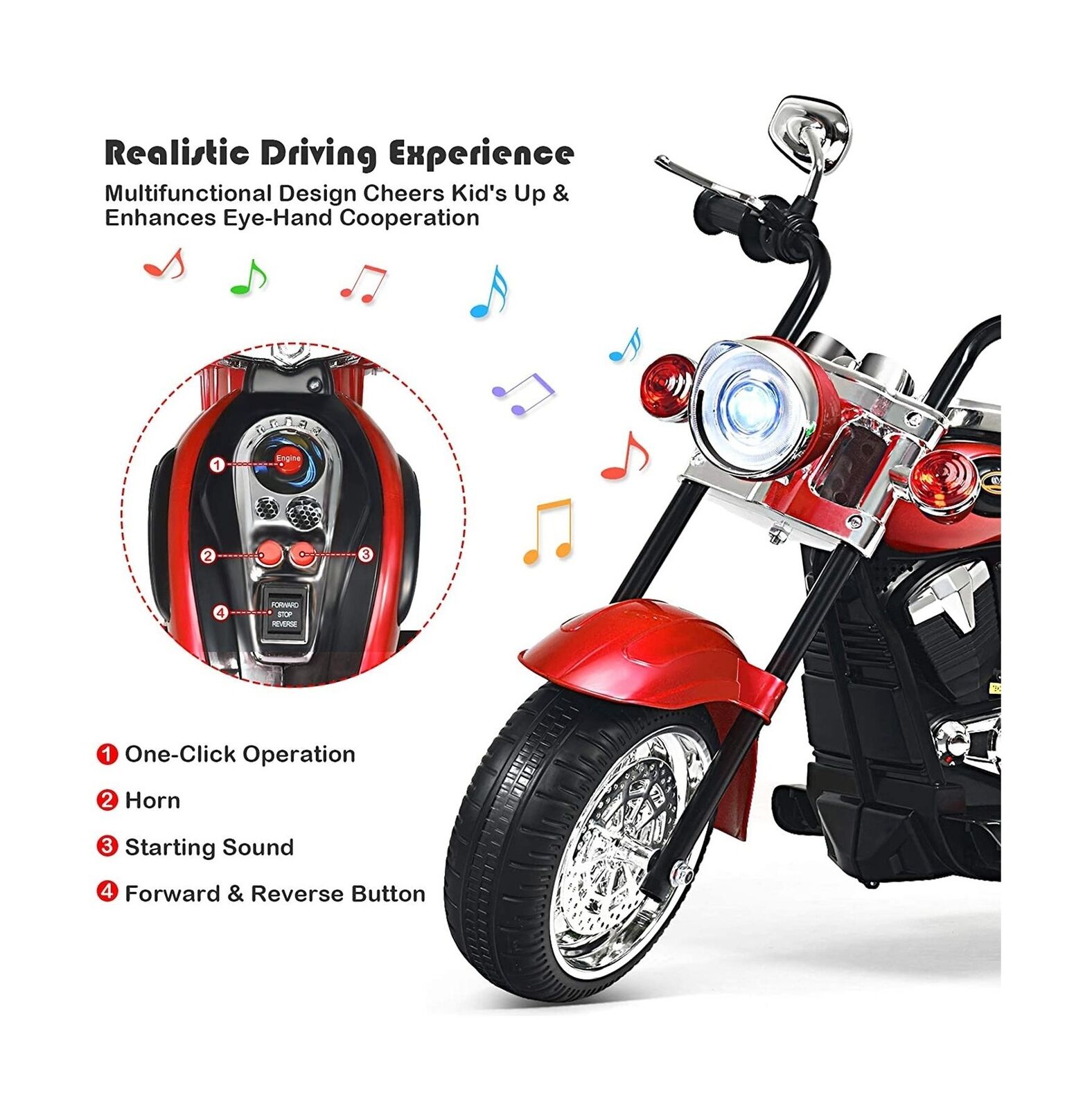 Topment Kids Electric Motorcycle, 6 V Rechargeable Battery Powered Ride on Toy