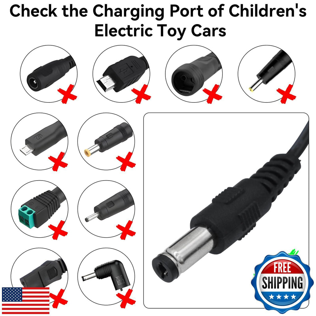 12V Battery Charger for Kids Electric Ride-On Toy Car with Bump Protection