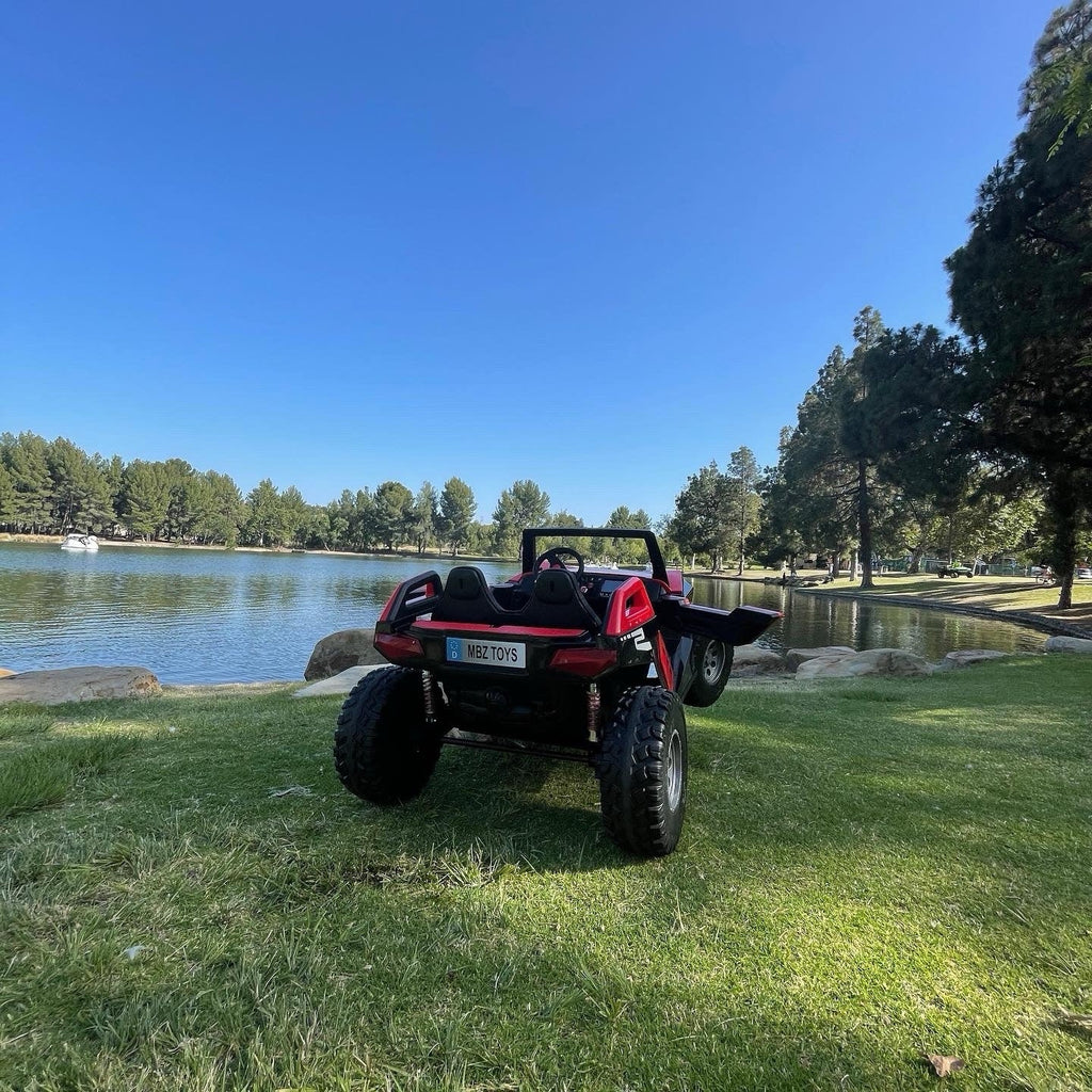 24V XL 4x4 Ride-On Buggy with Rubber Tires and Remote Control for Ages 1-10, Red