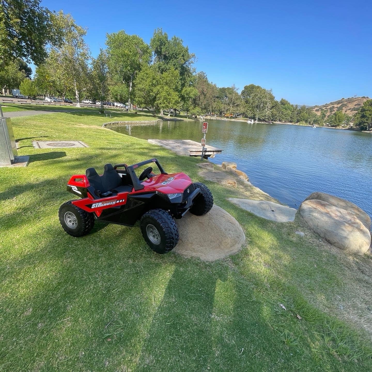 24V XL 4x4 Ride-On Buggy with Rubber Tires and Remote Control for Ages 1-10, Red