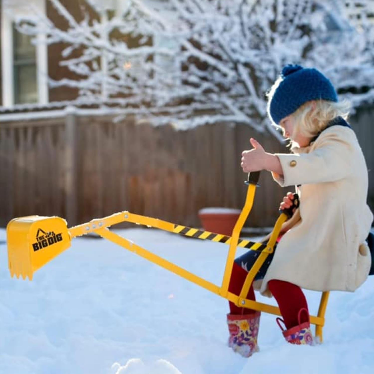 Ride-On Excavator Sand Digger with 360° Rotating Base for Kids Ages 3 and Up, Yellow
