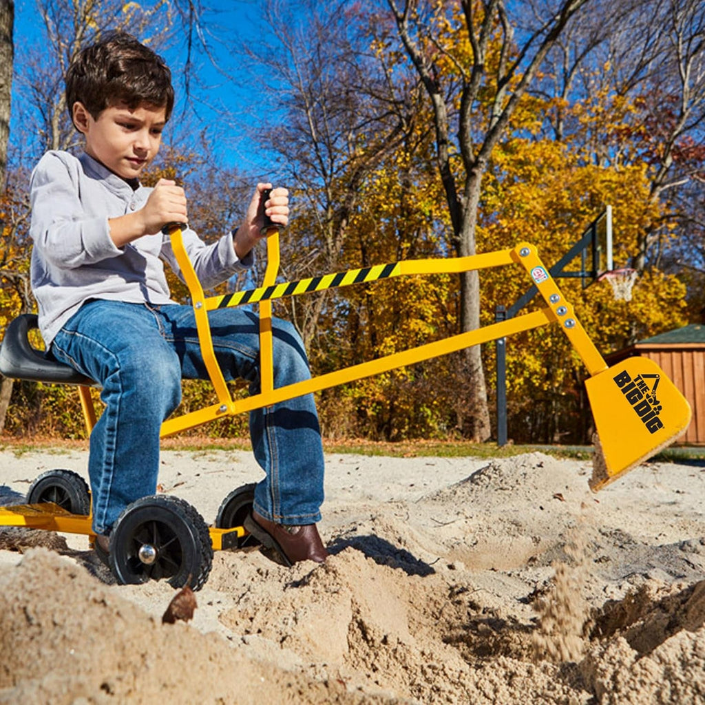 Kids Ride-On Excavator Sand Digger with 360° Rotating Base, Ages 3 and Up, Yellow