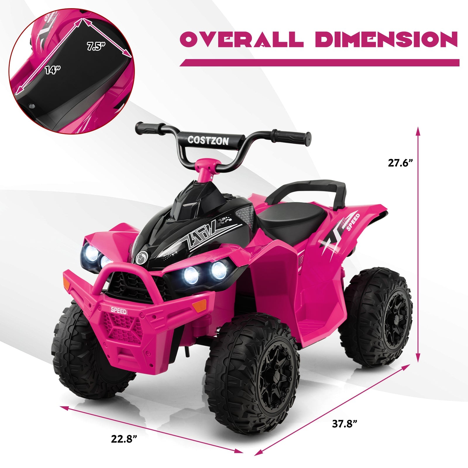 ATV-Inspired 12V Battery Powered Ride-on Toy Car for Kids in Eye-Catching Colors