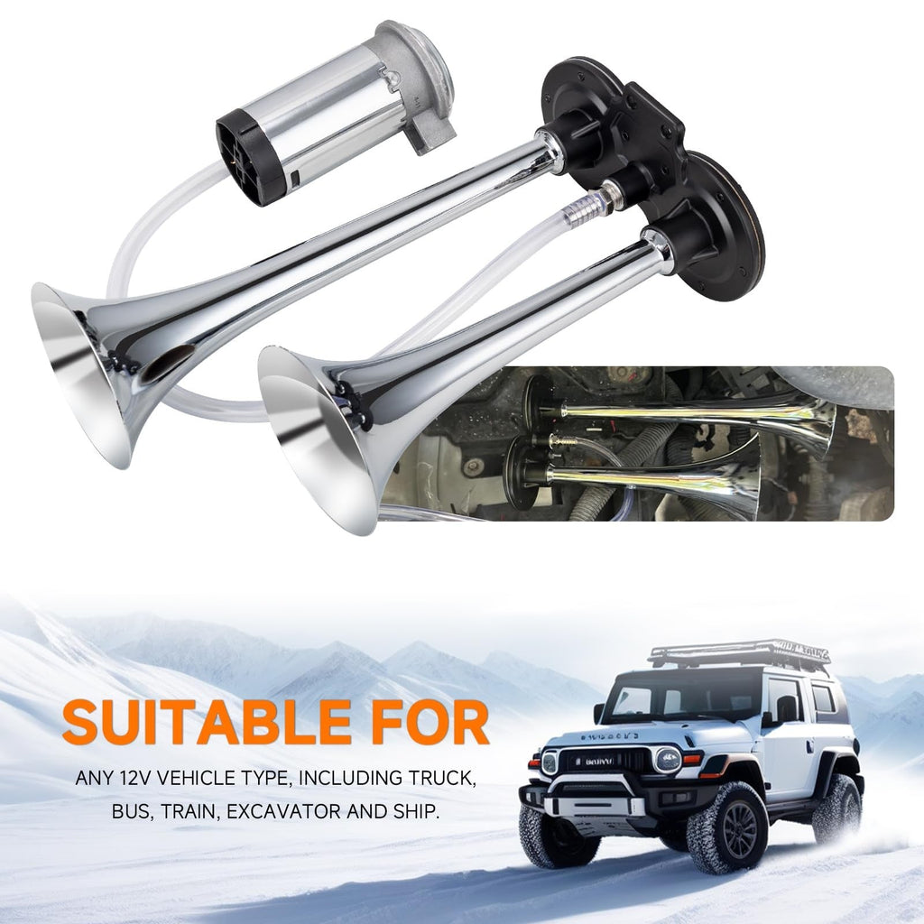 12V 150dB Loud Air Train Horn Kit for Trucks and Cars