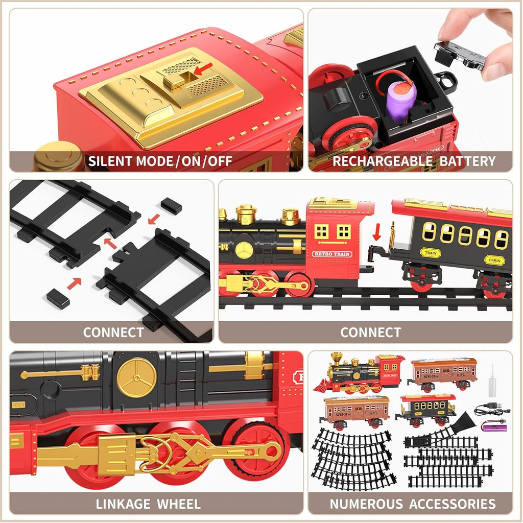 Toddler Train Set with Steam Engine, Cargo Car, and Extended Track for Ages 3-5