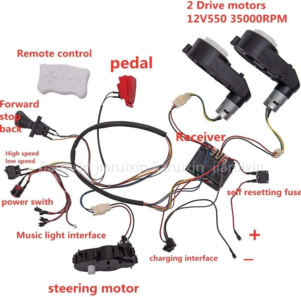 12V Ride-On Car Modification Kit with Wiring and Motors for Kids