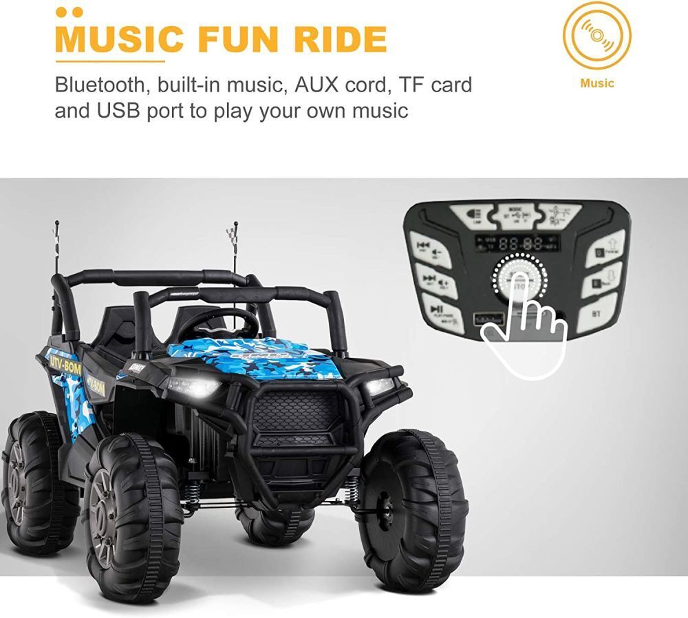 Uenjoy 12V Electric Off-Road UTV Ride On Car for Two, Realistic Design