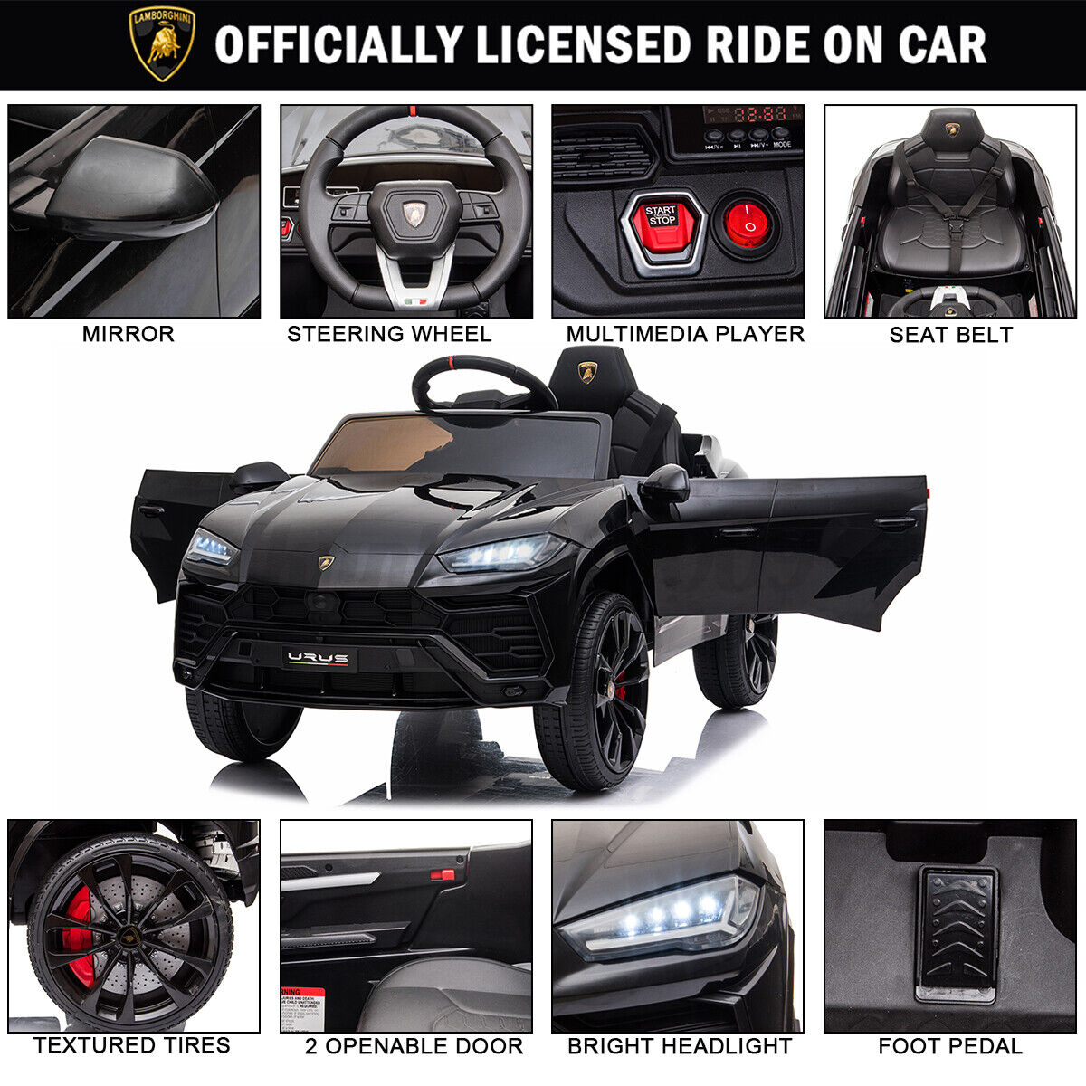 Ultimate Lamborghini Urus 12V Kids Ride on Car with Remote Control - Electric Powered