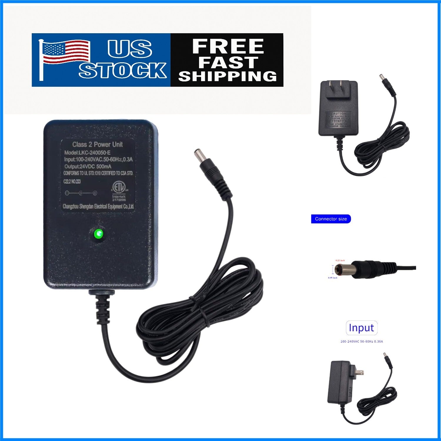 Universal 24V Charger for Electric Ride-On Cars and Strollers with LED Indicator