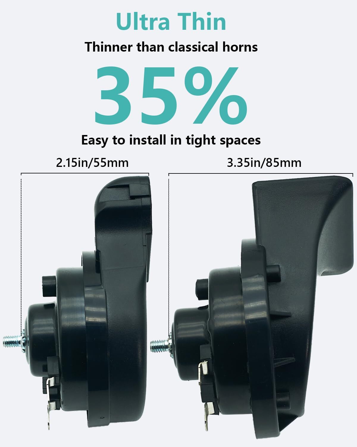 Universal 12V Compact Car Horn Kit with Loud Double Pitch and Deep Bass Sound